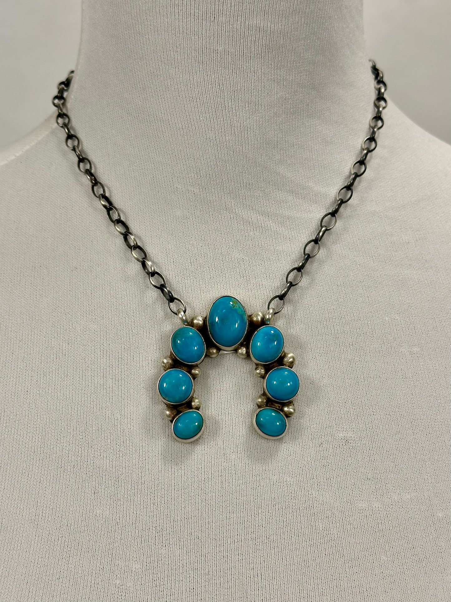 Kingman Turquoise Naja Cluster Pendant Necklace