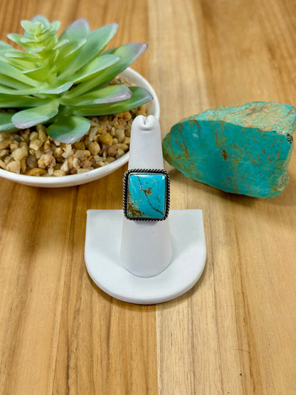Kingman Turquoise Square Sterling Silver Ring