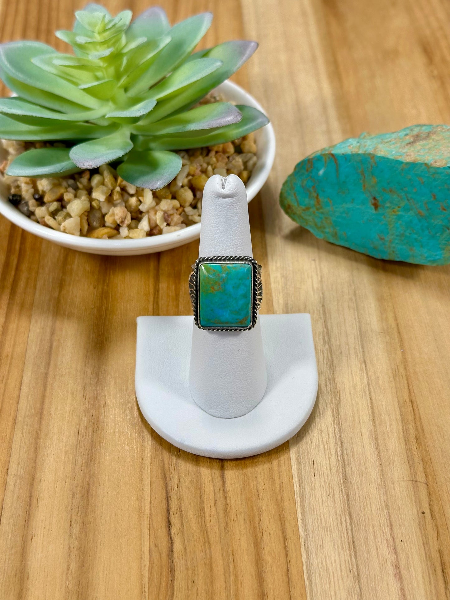 Kingman Turquoise Square Sterling Silver Ring