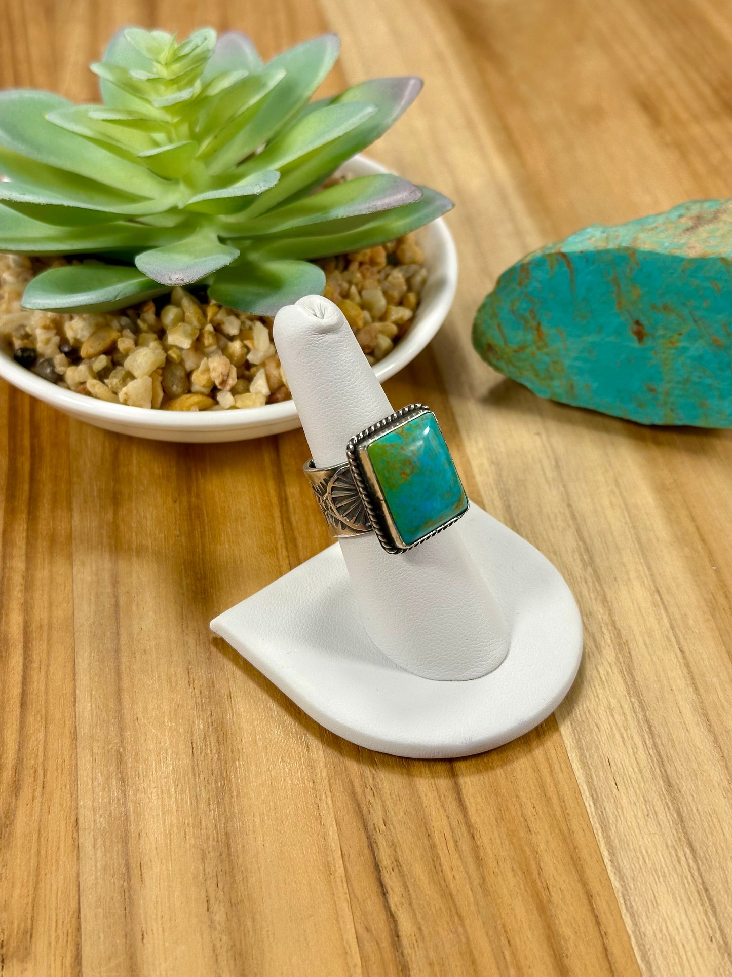 Kingman Turquoise Square Sterling Silver Ring