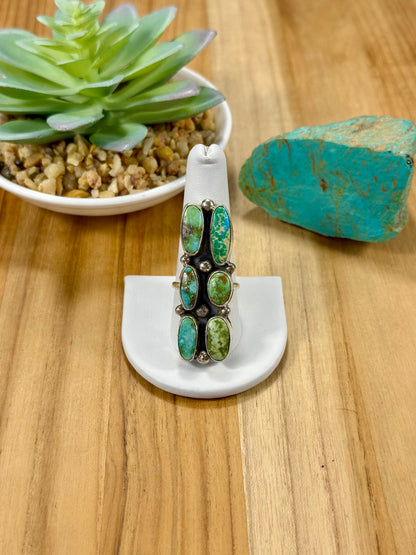 Sonoran Turquoise 6 Stone Sterling Silver Ring
