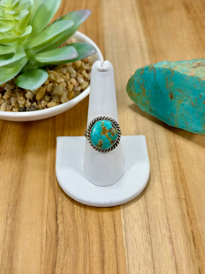 Kingman Turquoise Round Sterling Silver Ring