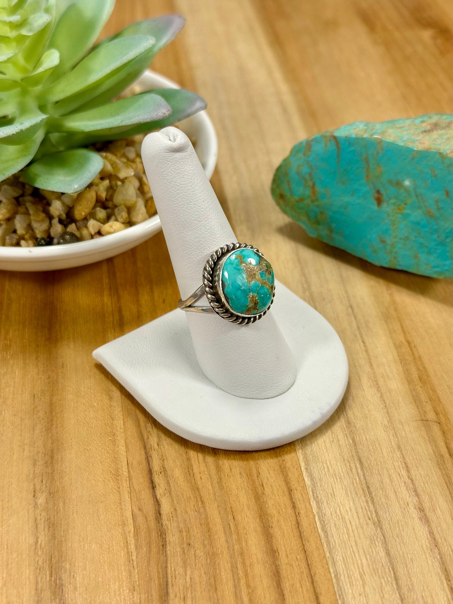 Kingman Turquoise Round Sterling Silver Ring