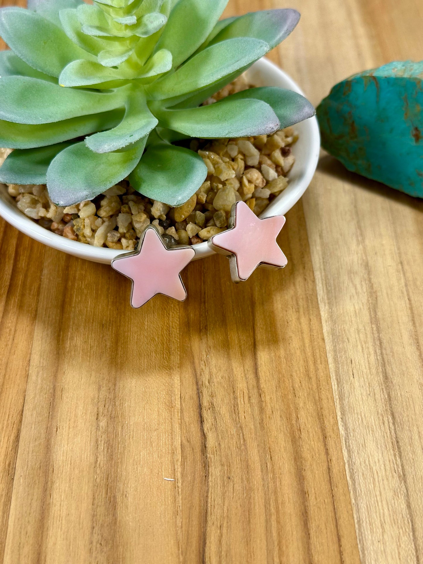 Pink Conch Star Sterling Silver Stud Earrings