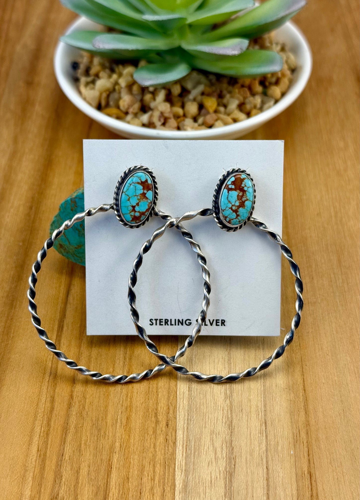 #8 Turquoise Oval Hoop Earrings