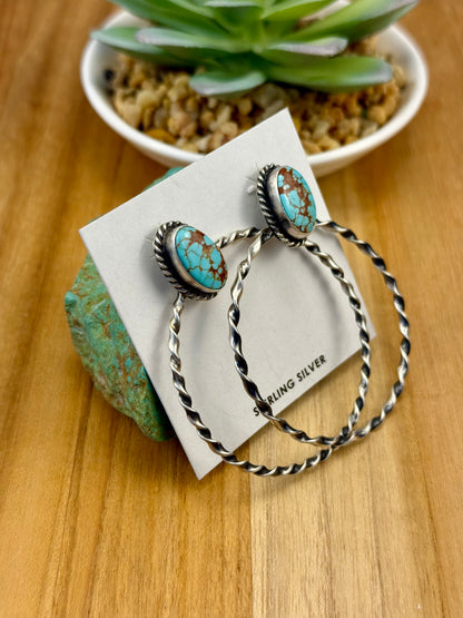 #8 Turquoise Oval Hoop Earrings