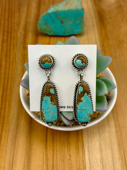 #8 Turquoise 2 Stone Sterling Earrings