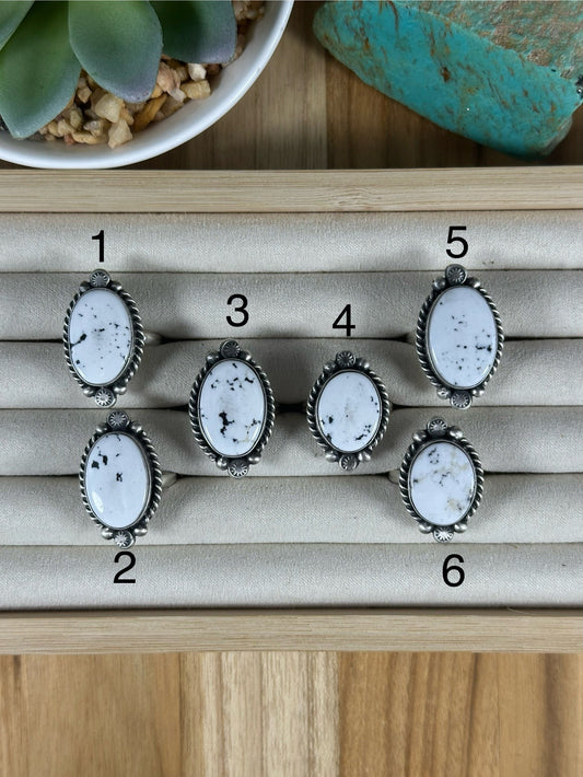 White Buffalo Oval Rings