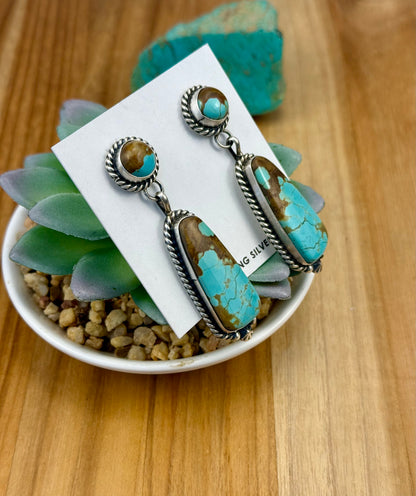 #8 Turquoise 2 Stone Sterling Earrings