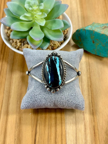 Black Jack Oval Sterling Silver Cuff Bracelet