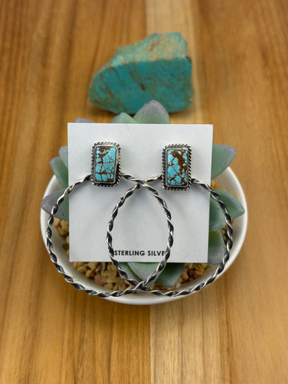 #8 Turquoise Rectangle Hoop Earrings