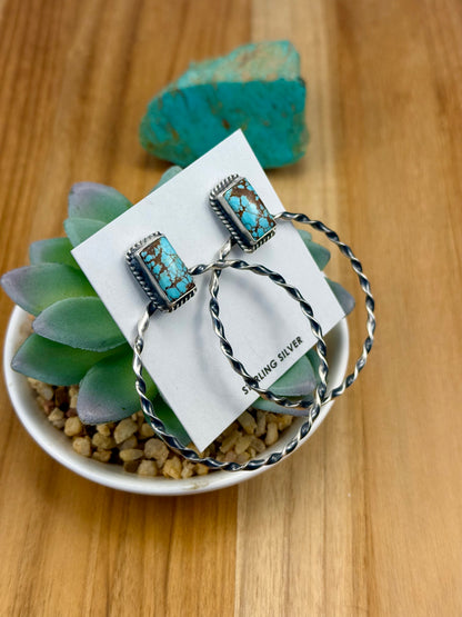 #8 Turquoise Rectangle Hoop Earrings