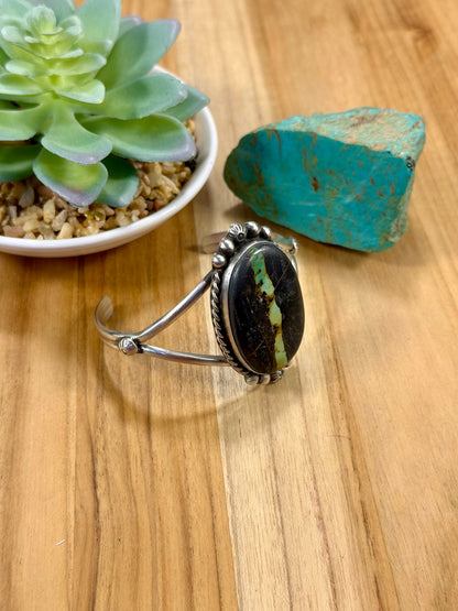 Black Jack Oval Sterling Silver Cuff Bracelet