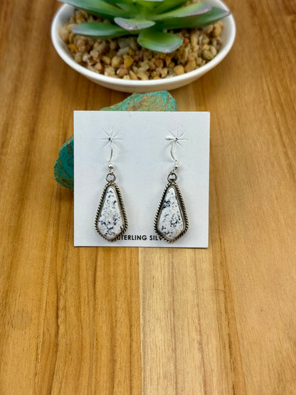 White Buffalo Teardrop Dangle Earrings