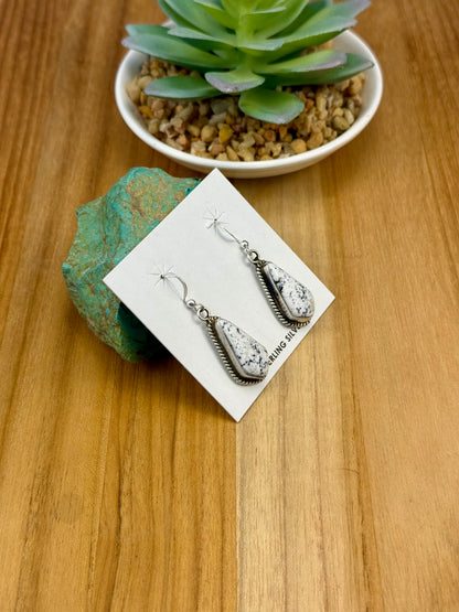 White Buffalo Teardrop Dangle Earrings