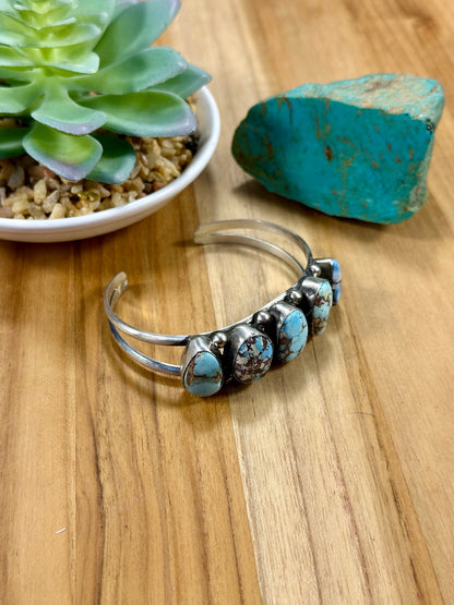 Golden Hills 5 Stone Sterling Silver Cuff Bracelet