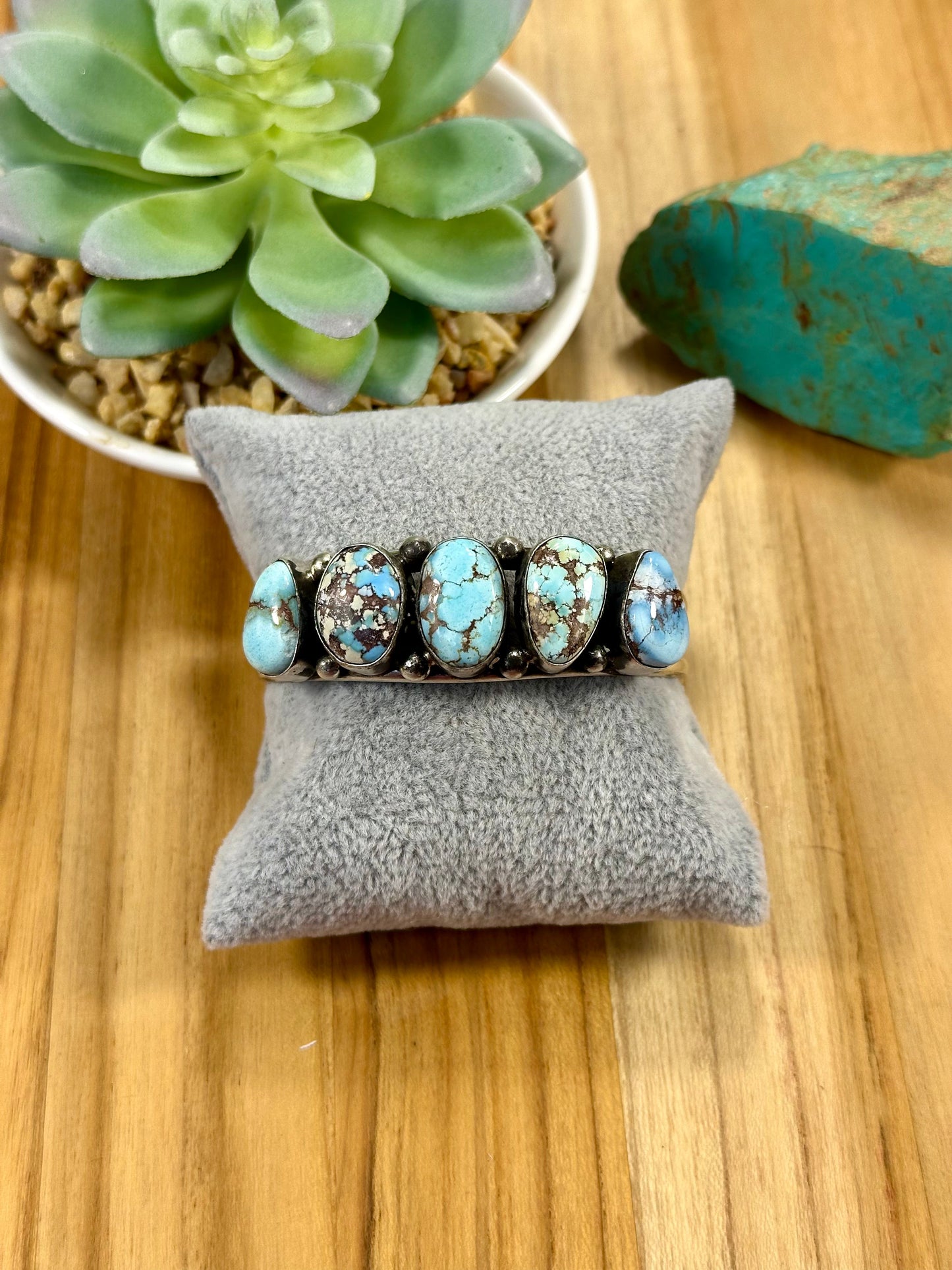 Golden Hills 5 Stone Sterling Silver Cuff Bracelet