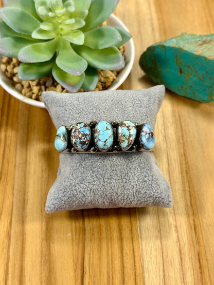 Golden Hills 5 Stone Sterling Silver Cuff Bracelet