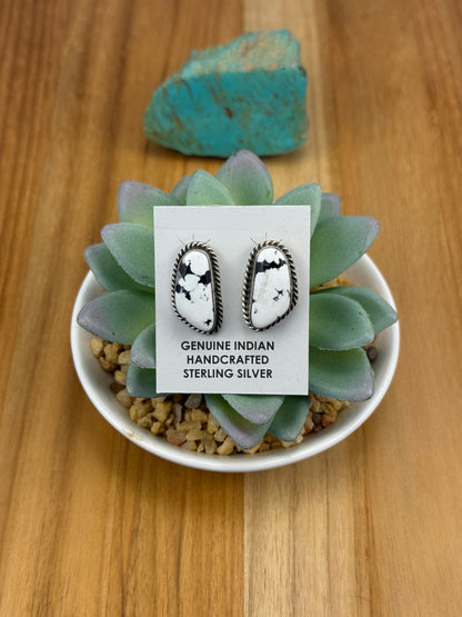 White Buffalo Sterling Stud Earrings