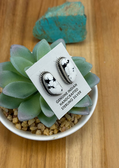 White Buffalo Sterling Stud Earrings