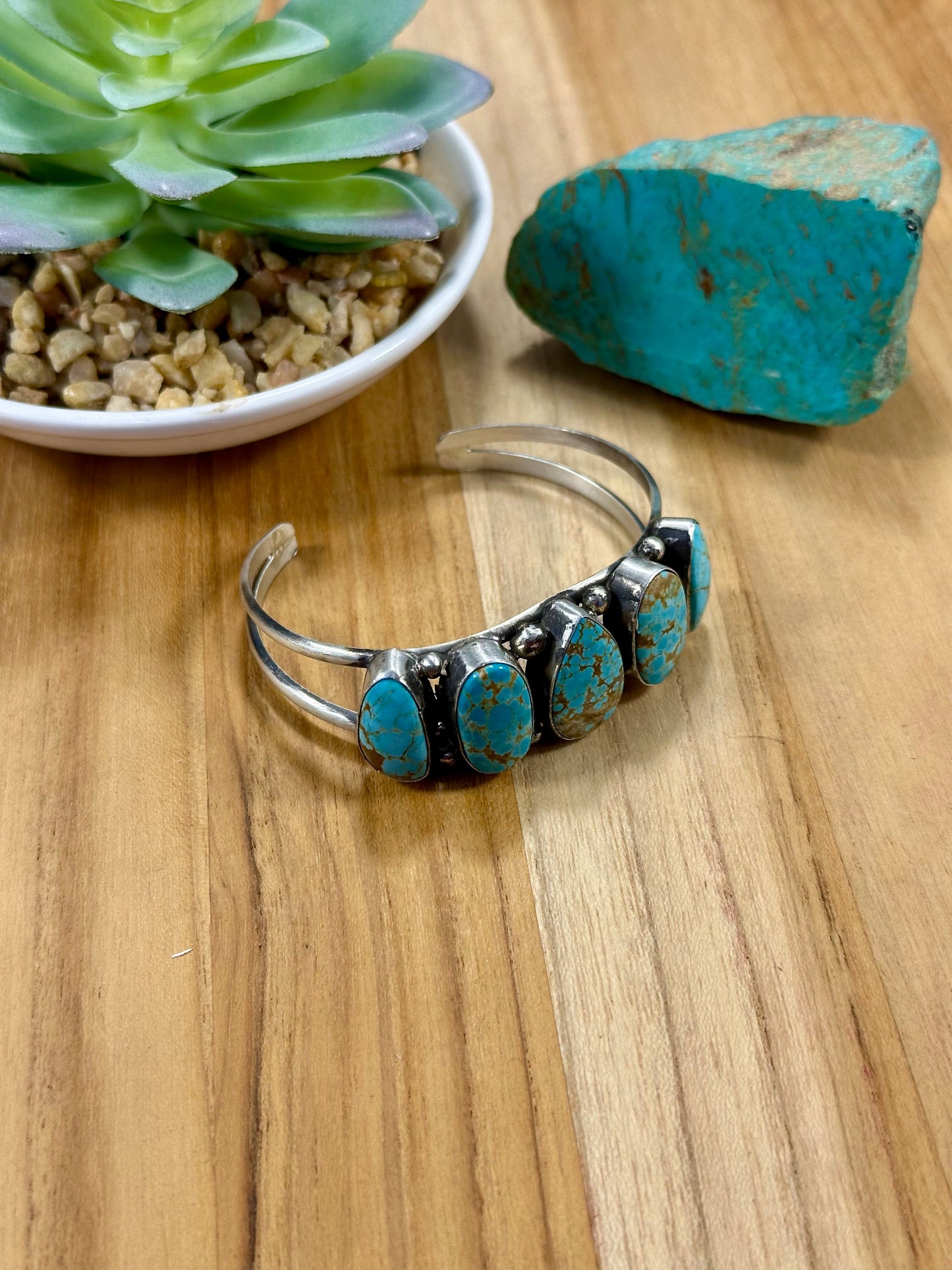 #8 5 Stone Sterling Silver Cuff Bracelet