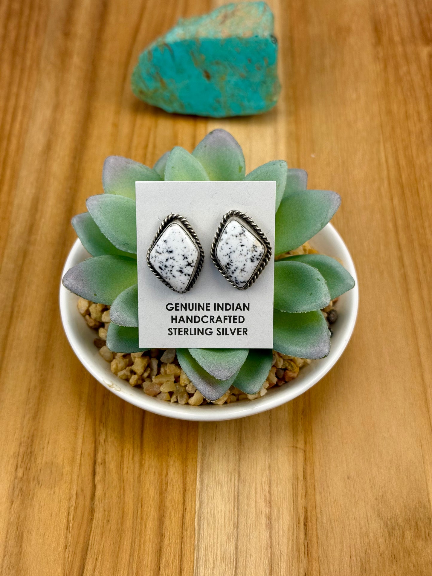 White Buffalo Sterling Stud Earrings