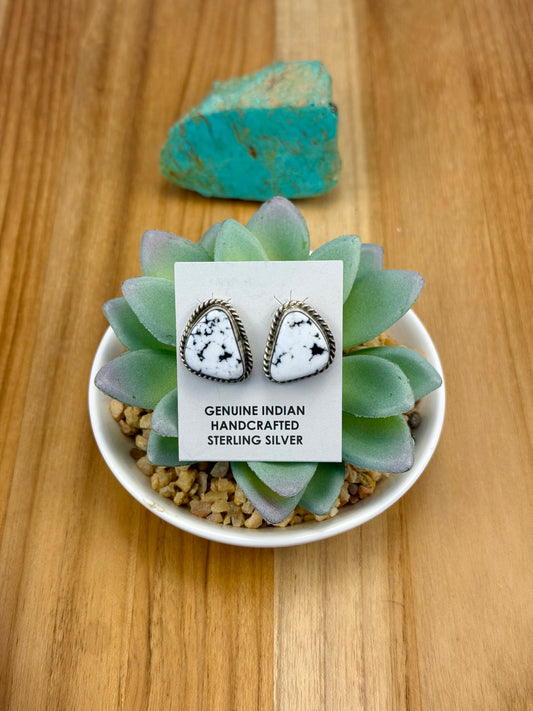 White Buffalo Sterling Stud Earrings