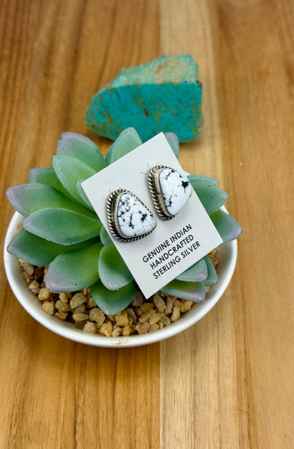White Buffalo Sterling Stud Earrings