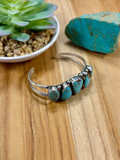 #8 5 Stone Sterling Silver Cuff Bracelet