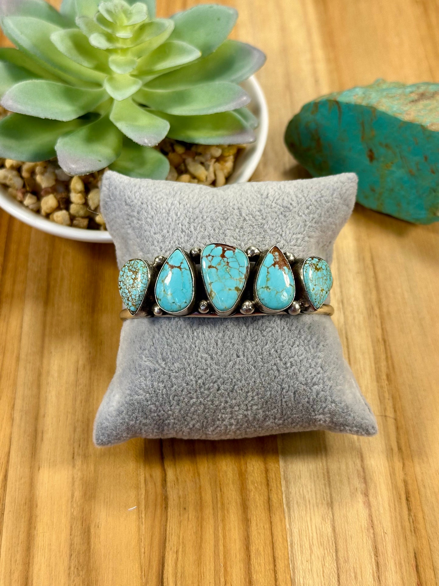 #8 5 Stone Sterling Silver Cuff Bracelet