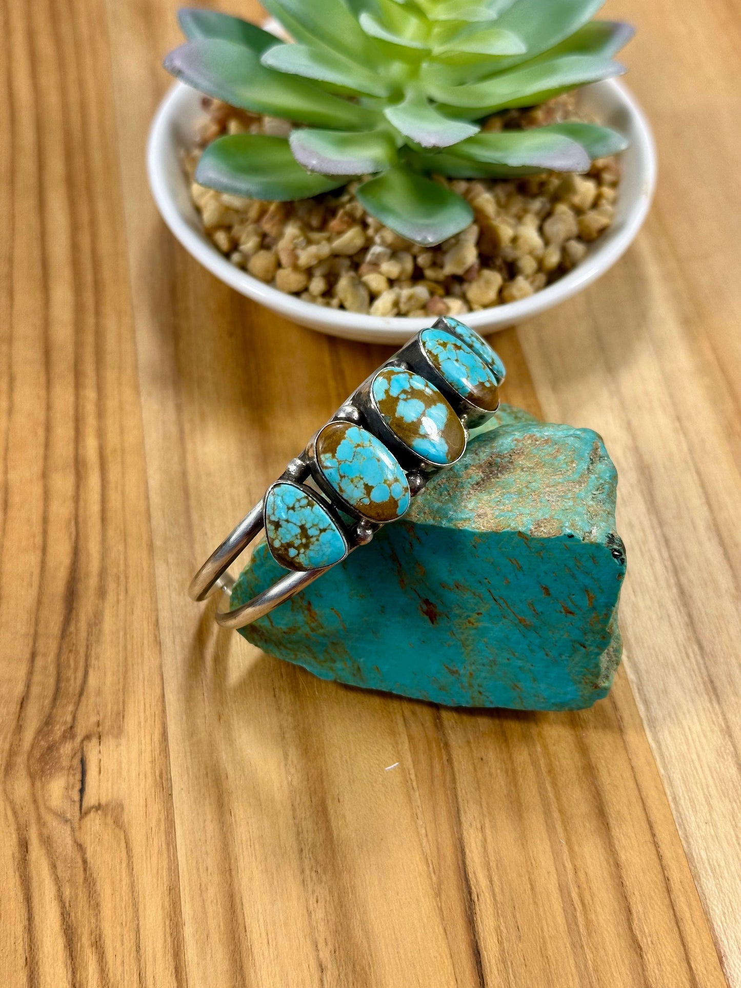 #8 5 Stone Sterling Silver Cuff Bracelet