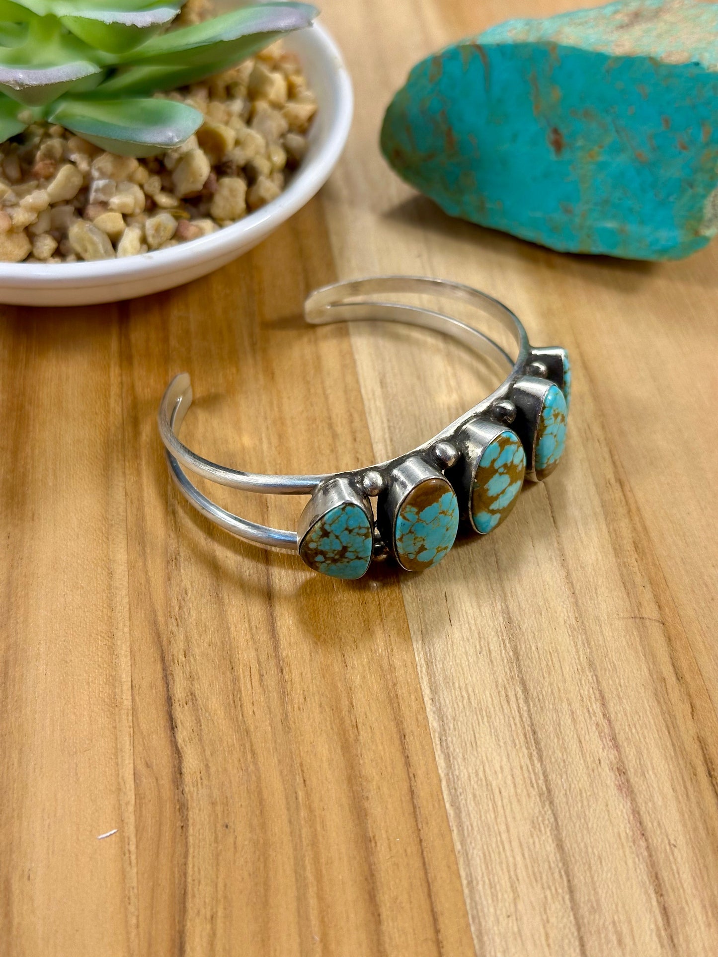 #8 5 Stone Sterling Silver Cuff Bracelet