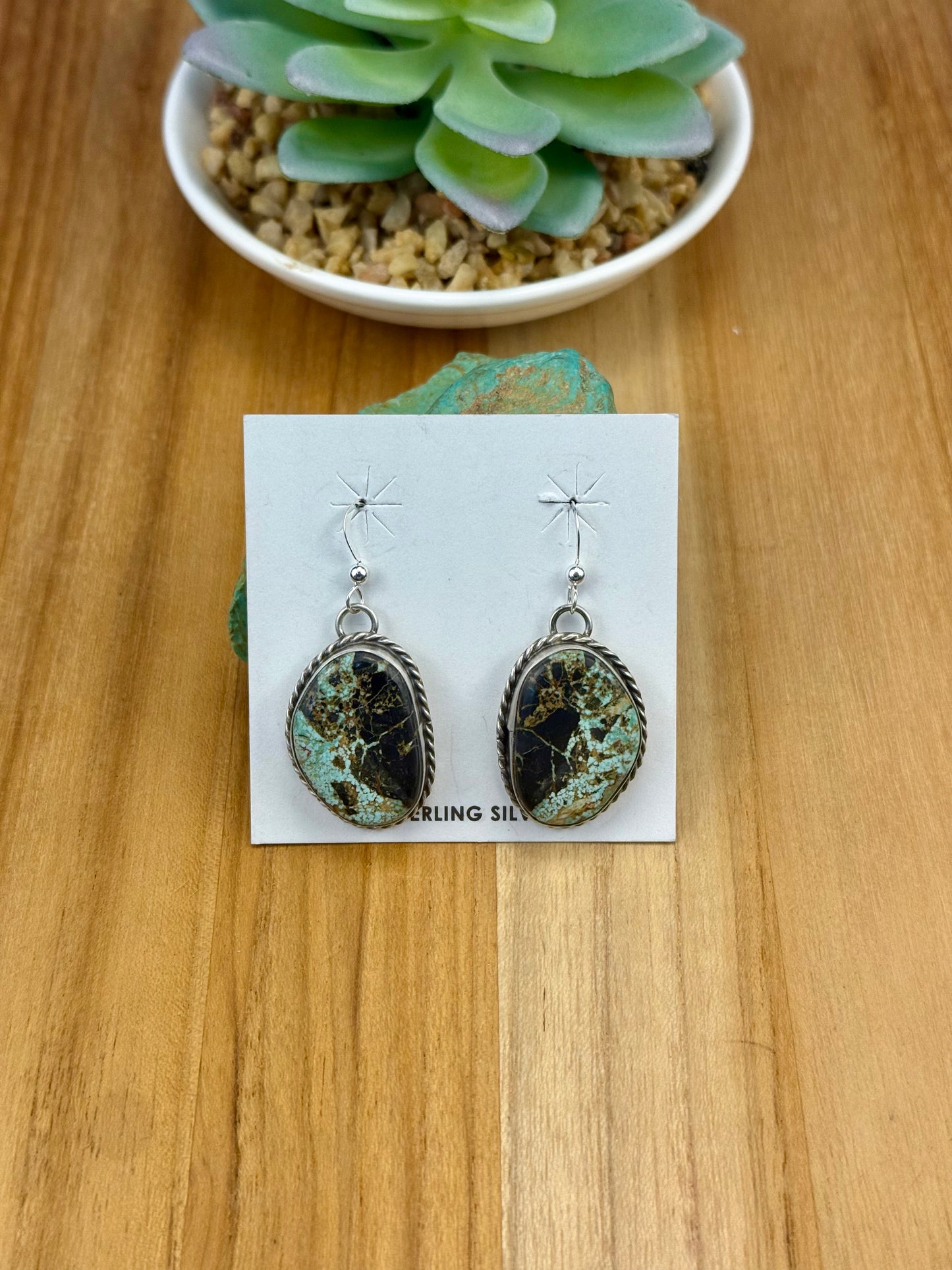 Black Jack Oval Dangle Earrings