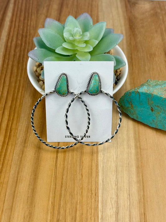 Kingman Turquoise Hoop Sterling Earrings