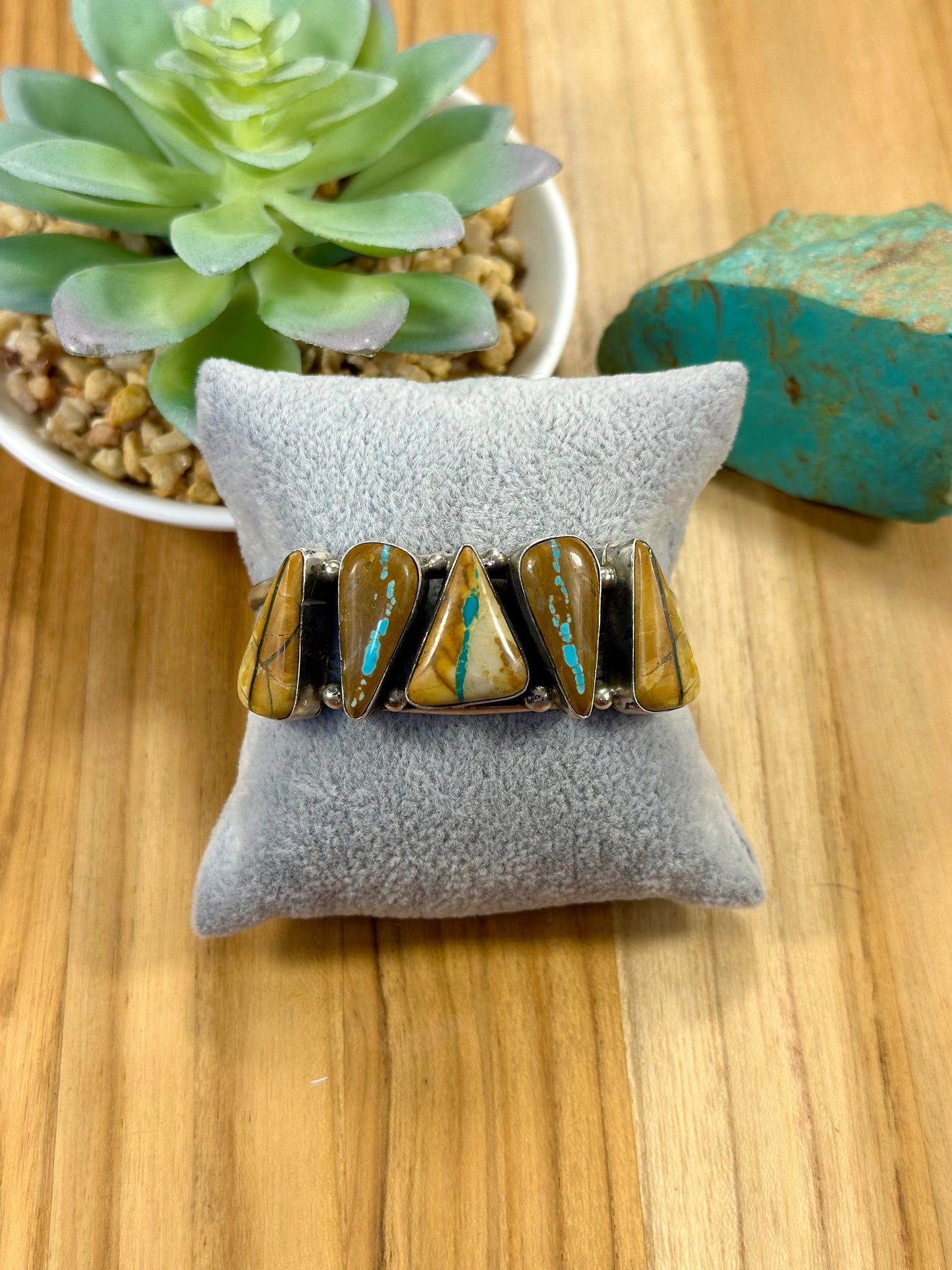 Royston Ribbon 5 Stone Sterling Silver Cuff Bracelet