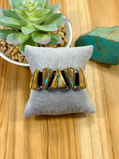 Royston Ribbon 5 Stone Sterling Silver Cuff Bracelet