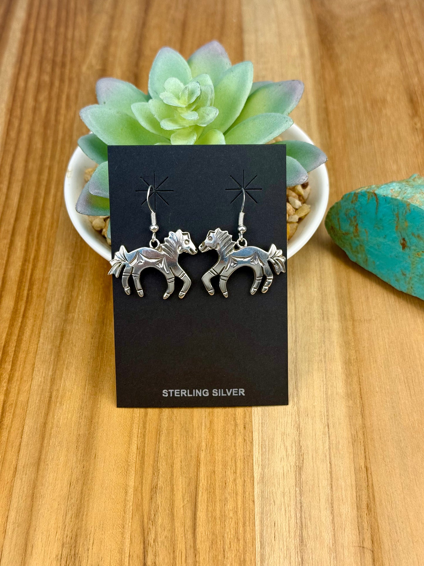 Sterling Silver Horse Dangle Earrings