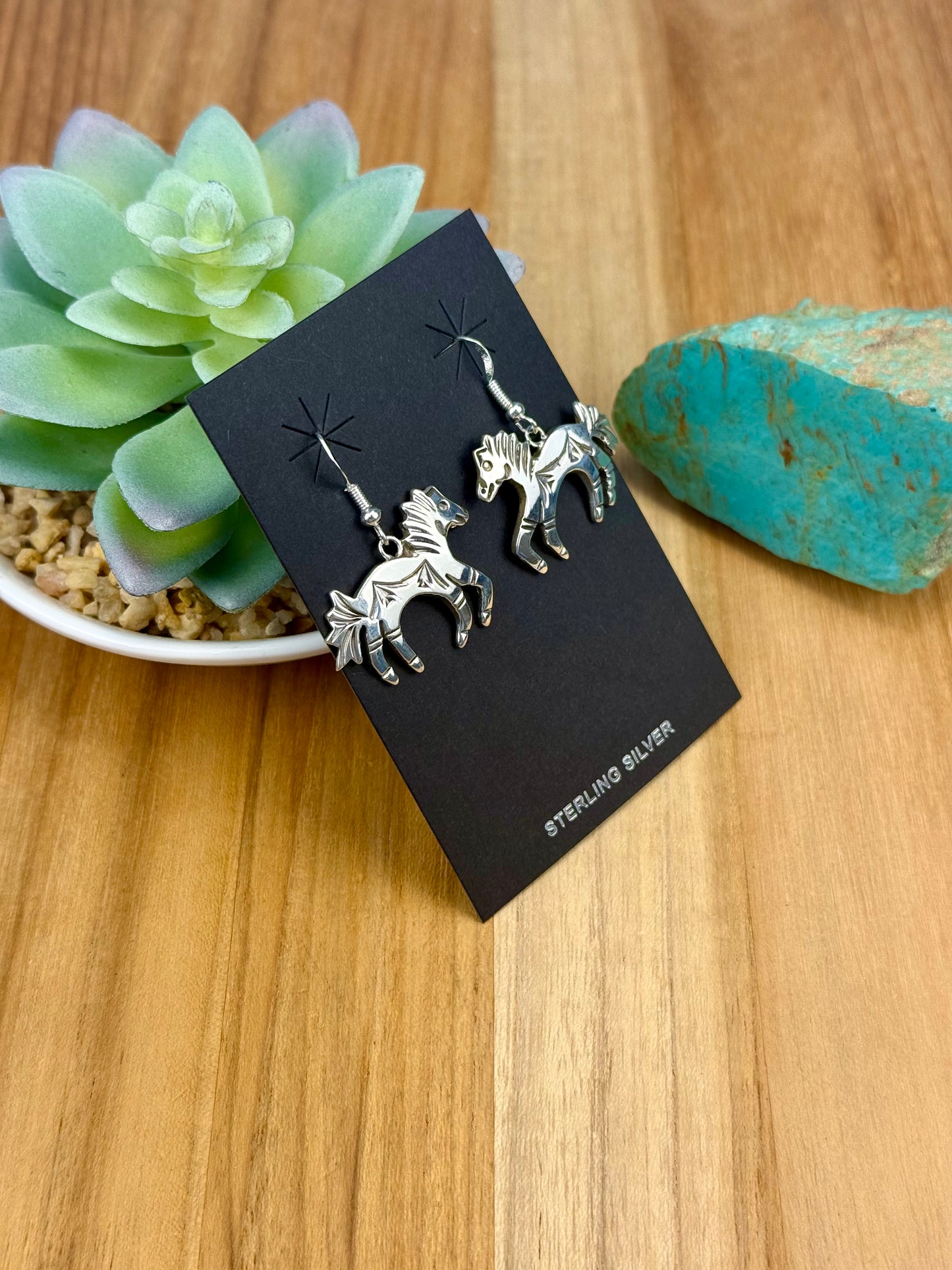 Sterling Silver Horse Dangle Earrings