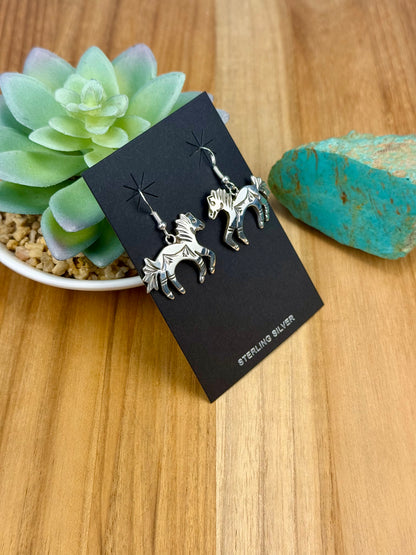 Sterling Silver Horse Dangle Earrings