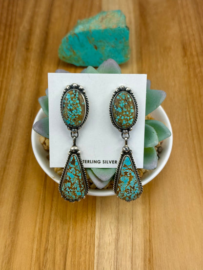 #8 Turquoise Sterling 2 Stone Earrings