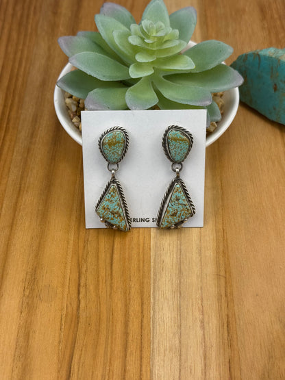 #8 Turquoise 2 Stone Sterling Earrings