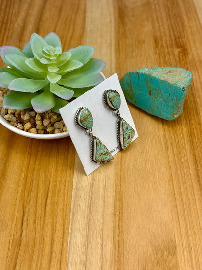 #8 Turquoise 2 Stone Sterling Earrings