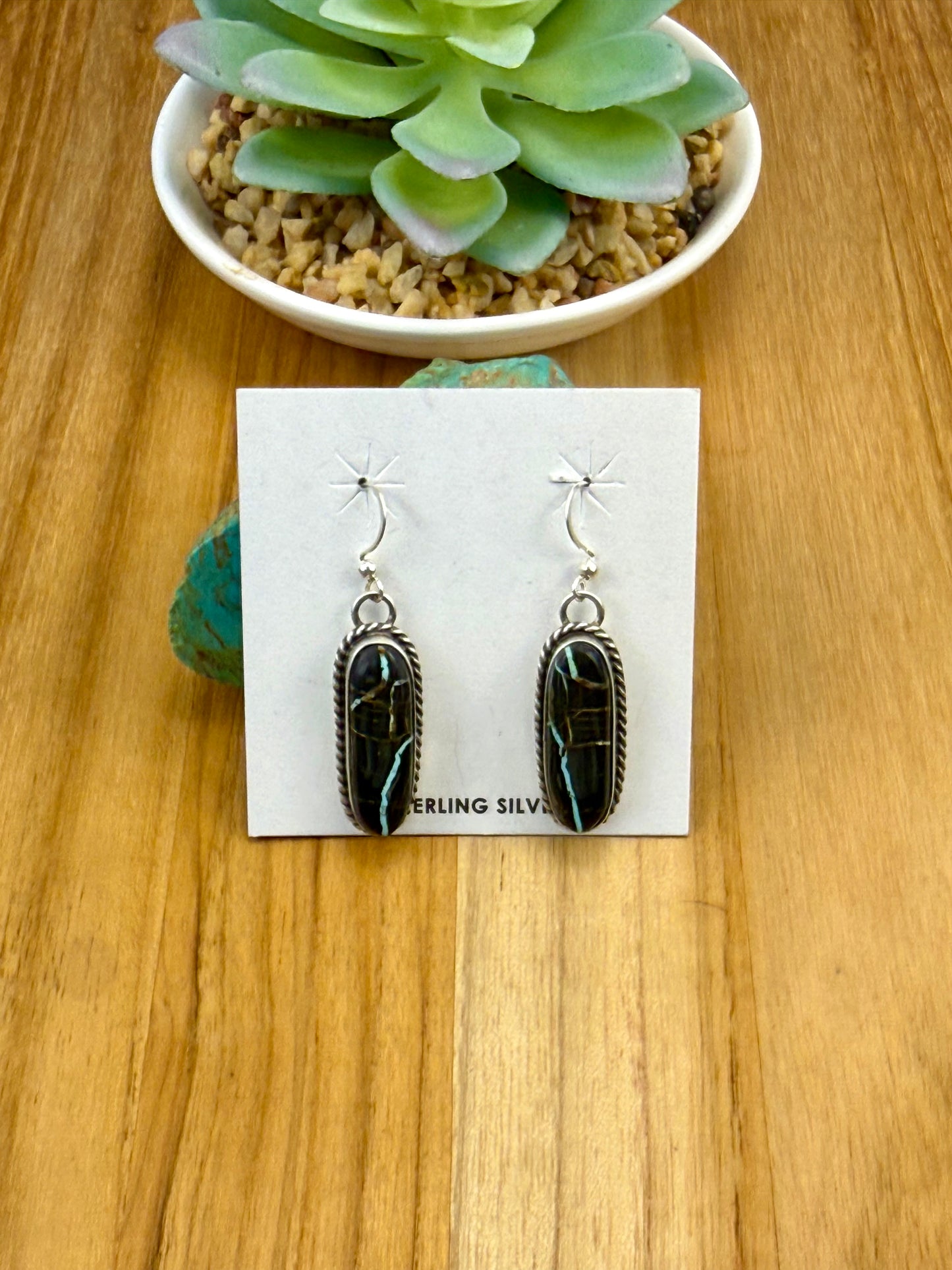 Black Jack Oval Dangle Earrings