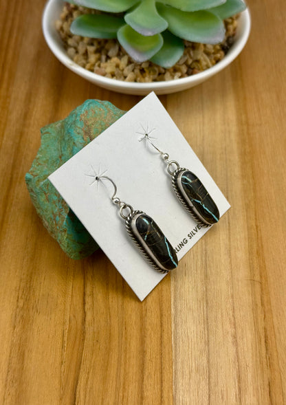 Black Jack Oval Dangle Earrings