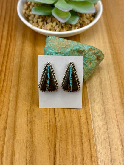 Black Jack Triangle Stud Earrings