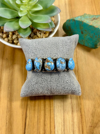 Golden Hills 5 Stone Sterling Silver Cuff Bracelet