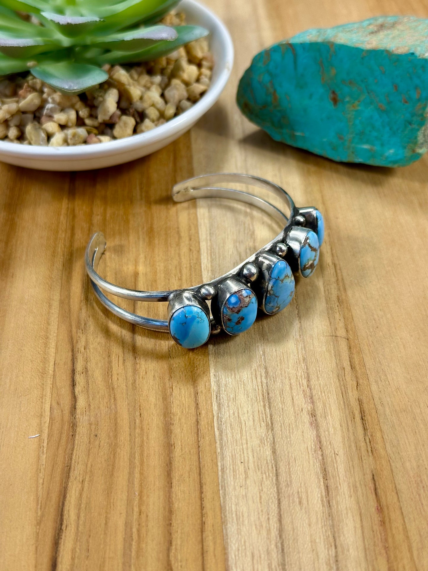 Golden Hills 5 Stone Sterling Silver Cuff Bracelet
