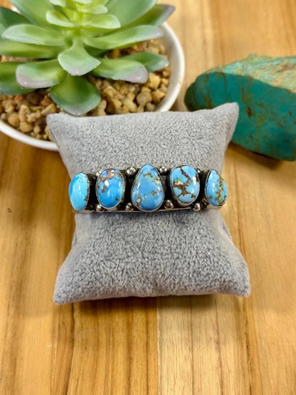 Golden Hills 5 Stone Sterling Silver Cuff Bracelet