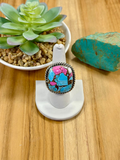 Cotton Candy Square Sterling Silver Ring