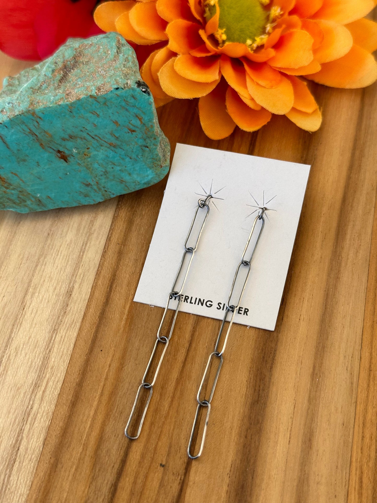 Sterling Silver Chain Link Dangle Earrings